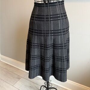 Max Studio Black and Gray Plaid A-Line Skirt